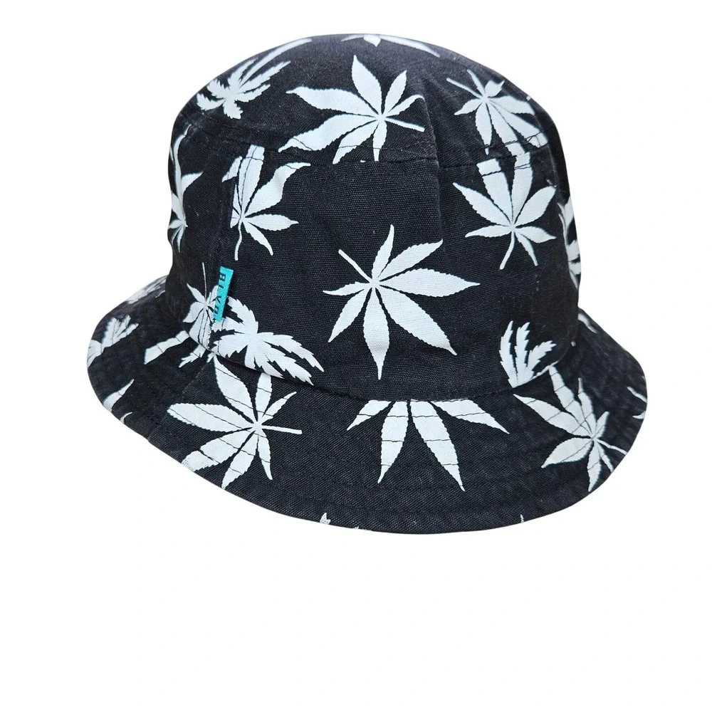 BLVD Supply Bucket Hat‎ Black White Leaf Print Cotton Unisex L/XL